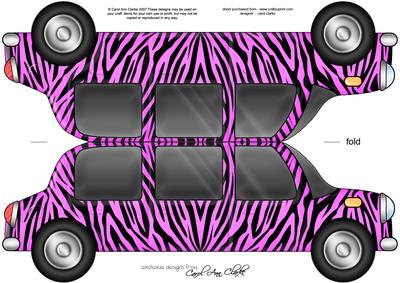 Large Dl Zebra Stripe Stretch Limo Shaped Card