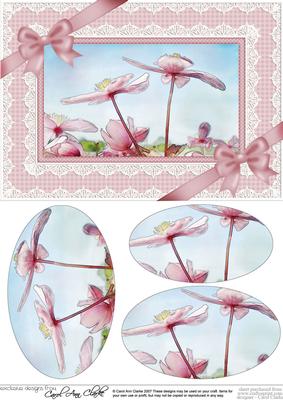 A5 Clematis and Lace Oval Pyramage Topper