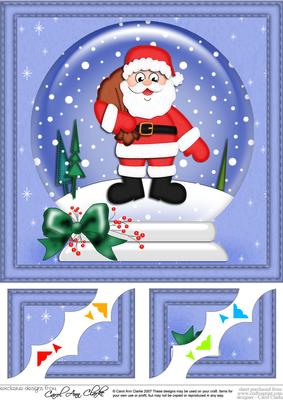 8 x 8 Xmas Santa Snowglobe Scalloped Corner