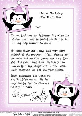 Girl's Letter from Santa