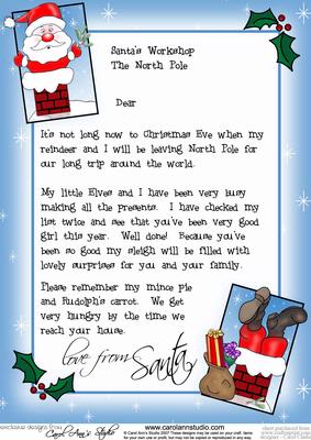 Girl's Letter from Santa
