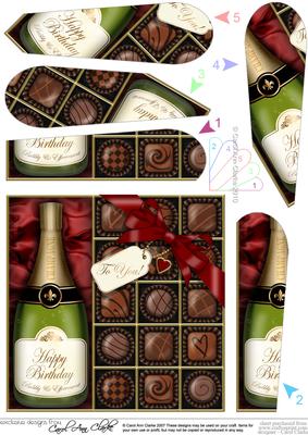 Birthday Champers N Chocs Fan Pyramage Topper