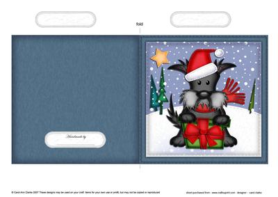 Xmas Hamish Scottie Dog Quick Cut and Fold Card