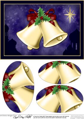 A5 Xmas Bells Oval Pyramage Topper