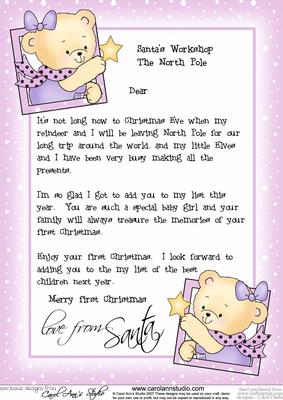 Baby Girl's 1st Letter from Santa