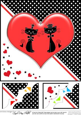 8 x 8 Kool Kats Purrfect Love Scalloped Corner Topper