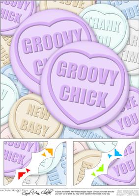 Groovy Chick Sweet Heart - 8 x 8 Scalloped corner Topper