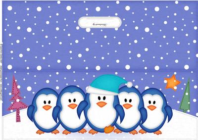 Large Dl Xmas Penguins on Parade Quick Cut and Fold Card