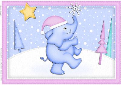 A4 Xmas Elephant Felties Card Topper