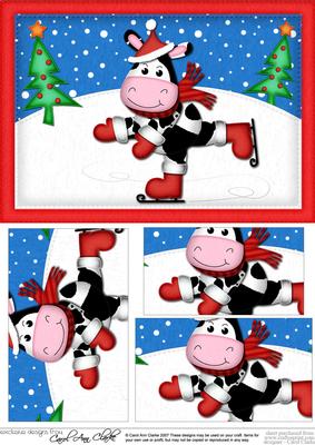 A5 Skating Milly Moo Cow Teddy Pyramage Topper