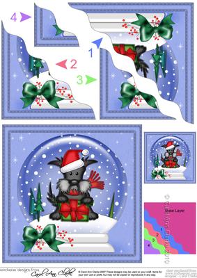 Xmas Hamish Snowglobe Scallop Corner Side Stacker Topper