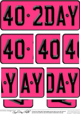 40th Birthday Fun Novelty Number Plate Side Stacker Topper