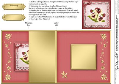Pansy on Butterfly Lace No-hole Fold Back Card