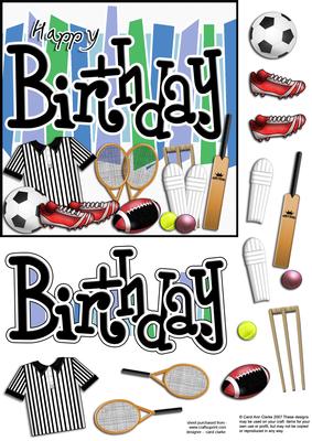 Birthday Sports N Games Quick Card with 3D Decoupage