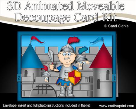 3D Bert's Castle Animated Moveable Decoupage Card Kit
