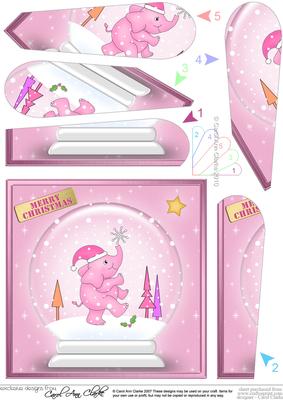 Xmas Elephant Snowglobe Fan Pyramage Topper
