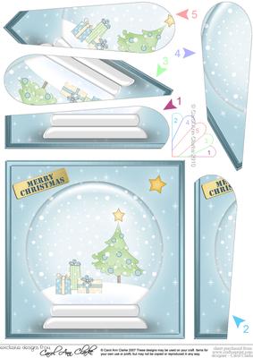 Xmas Tree Snowglobe Fan Pyramage Topper