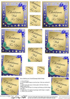 Elegant Christmas Greeting Twisted Pyramage Sheet