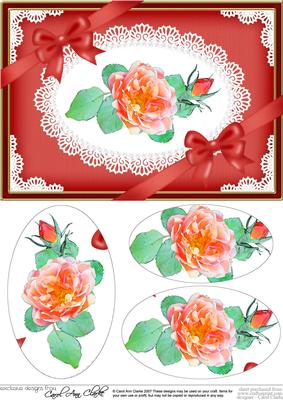 A5 Rose and Lace Oval Pyramage Topper
