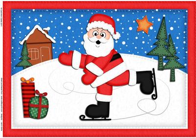 A4 Skating Santa Felties Card Topper