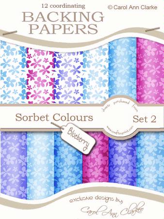 Sorbet Blueberry Floral Backing Papers