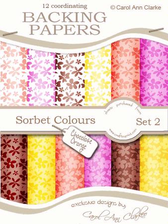 Sorbet Chocolate Orange Floral Backing Papers