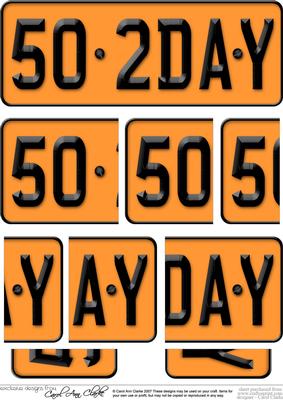 50th Birthday Fun Novelty Number Plate Side Stacker Topper