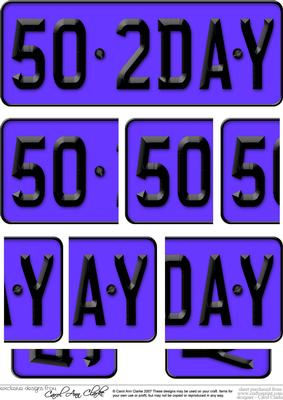 50th Birthday Fun Novelty Number Plate Side Stacker Topper