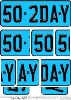 50th Birthday Fun Novelty Number Plate Side Stacker Topper