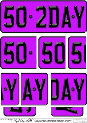 50th Birthday Fun Novelty Number Plate Side Stacker Topper