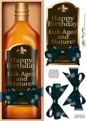 Large Dl Birthday Whisky in a Box Quick Card 3D Decoupage