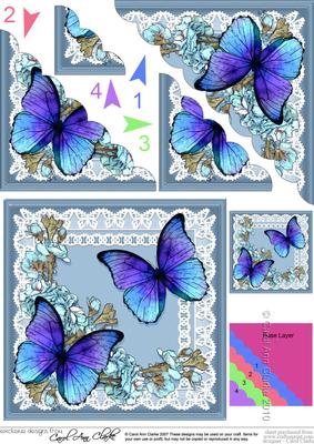 Butterflies and Flowers on Lace Scallop Corner Side Stacker