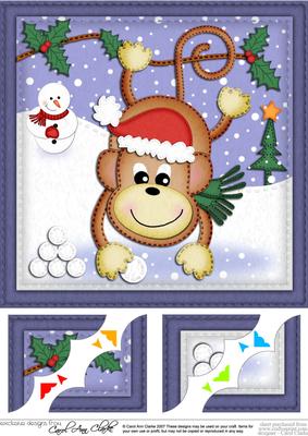 8 x 8 Xmas Chunky Monkey Scalloped Corner Topper