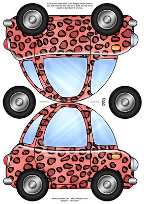 Funky Leopardskin Car Shaped Card