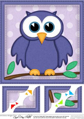8 x 8 Hoot the Owl Scalloped Corner Topper