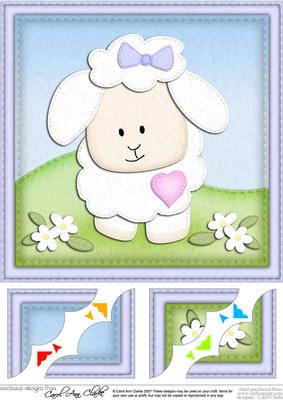 8 x 8 Little Lamb Scalloped Corner Topper