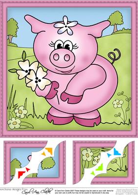 8 x 8 Princess Piggywig Scalloped Corner Topper