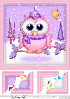 8 x 8 Xmas Little Hoot Scalloped Corner Topper