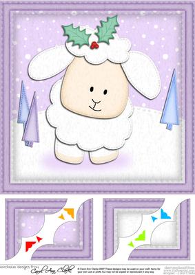 8 x 8 Xmas Little Lamb Scalloped Corner Topper