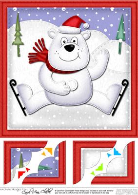 8 x 8 Xmas Ben Polar Bear Scalloped Corner Topper