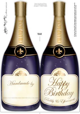 Large Dl Birthday Champagne Bottle Shaped Card
