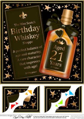 8 x 8 21st Birthday Whisky Scalloped Corner Topper