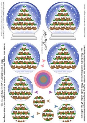 3D Xmas Puds Snow Globe Shaped Tree Decoration