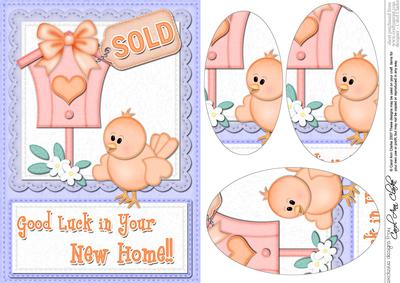 A5 Little Birdie Felties New Home Oval Pyramage Topper