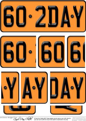 60th Birthday Fun Novelty Number Plate Side Stacker Topper