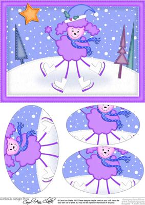 A5 Cute Christmas Poodle Dog Oval Pyramage Topper