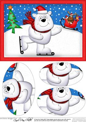A5 Xmas Ben Polar Bear Oval Pyramage Topper