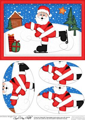 A5 Xmas Santa Oval Pyramage Topper