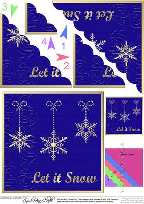 Xmas Snowflakes Scallop Corner Side Stacker Topper