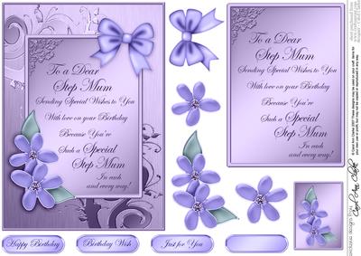 5 x 7 Metallic Birthday Step Mum with 3D Decoupage